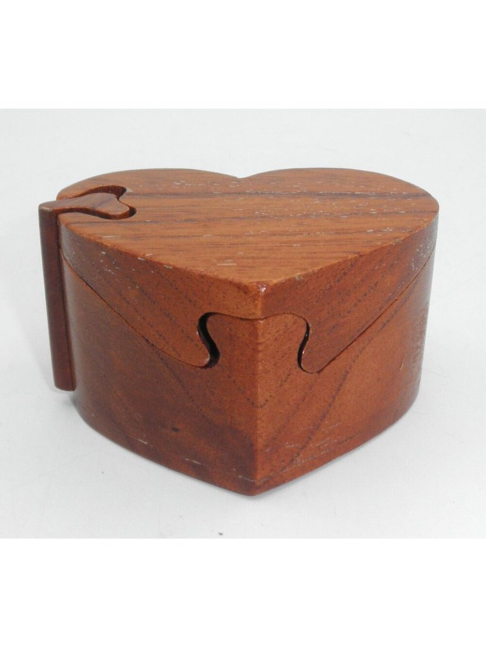 Wood Carved Trinket Keepsake Jewelry Heart Shaped Treasure PUZZLE BOX 4 Piece - Picture 2 of 11